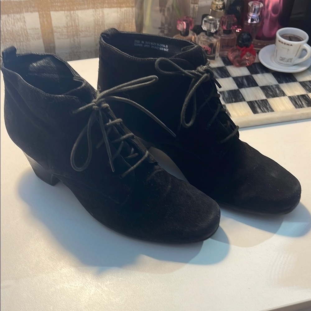 Clarks Black Ankle Suede Boots with Classic Laces - Picture 5 of 16